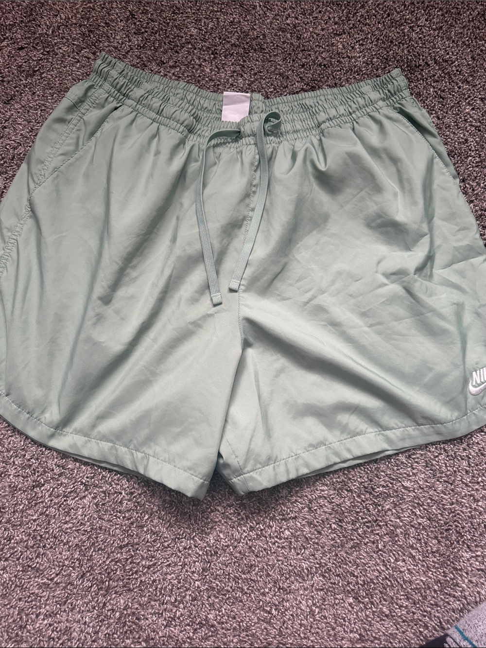 Nike Men's Sage Green Athletic Shorts with Drawstring